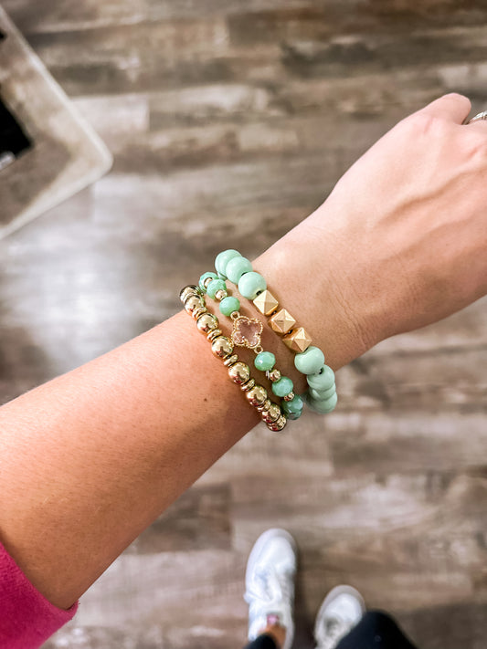 Spring Is Close Stacked Bracelet - Mint