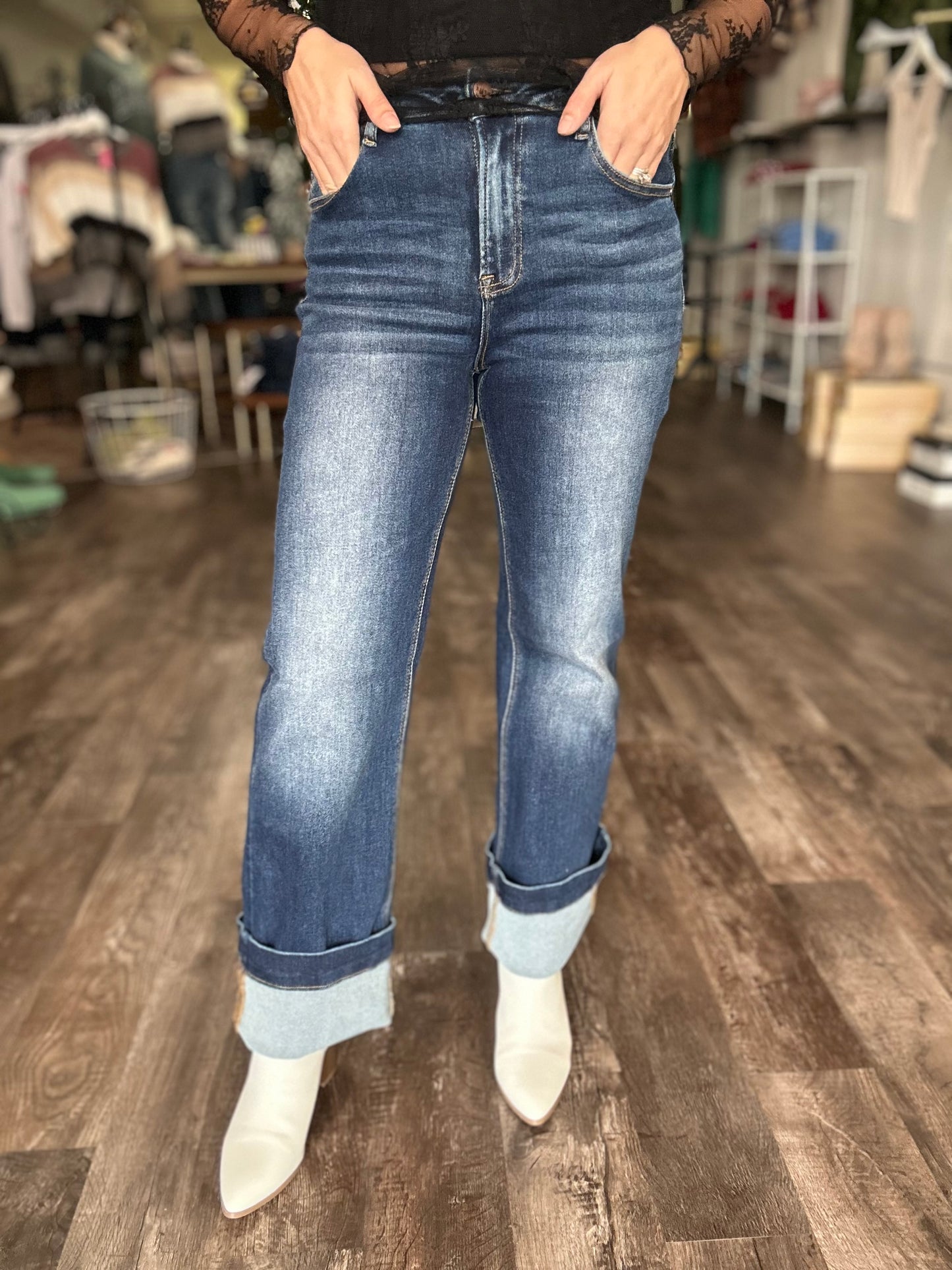 Marcy High Rise Straight Jeans