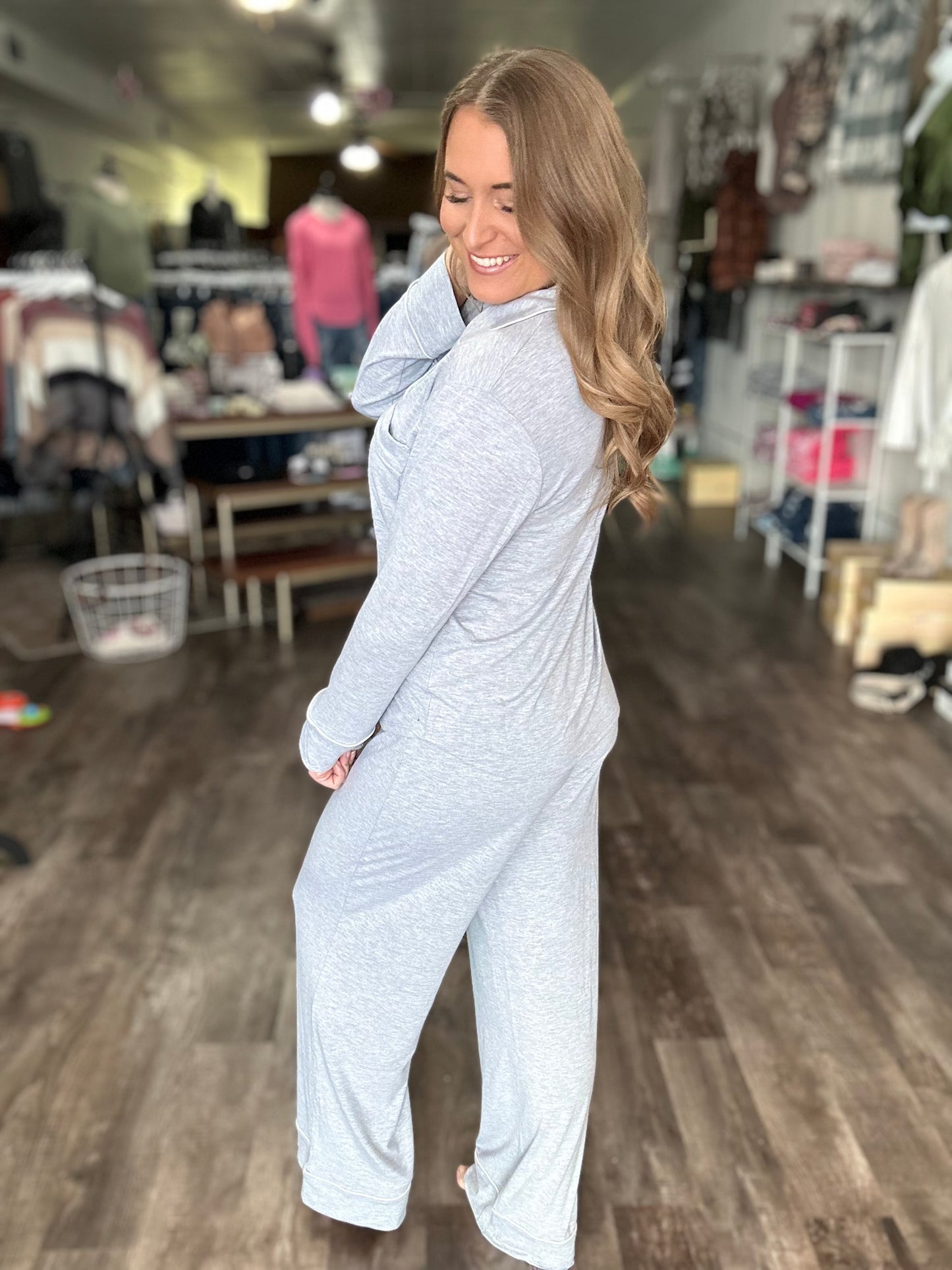 Must Be Dreaming Pajama Set - Ash Grey