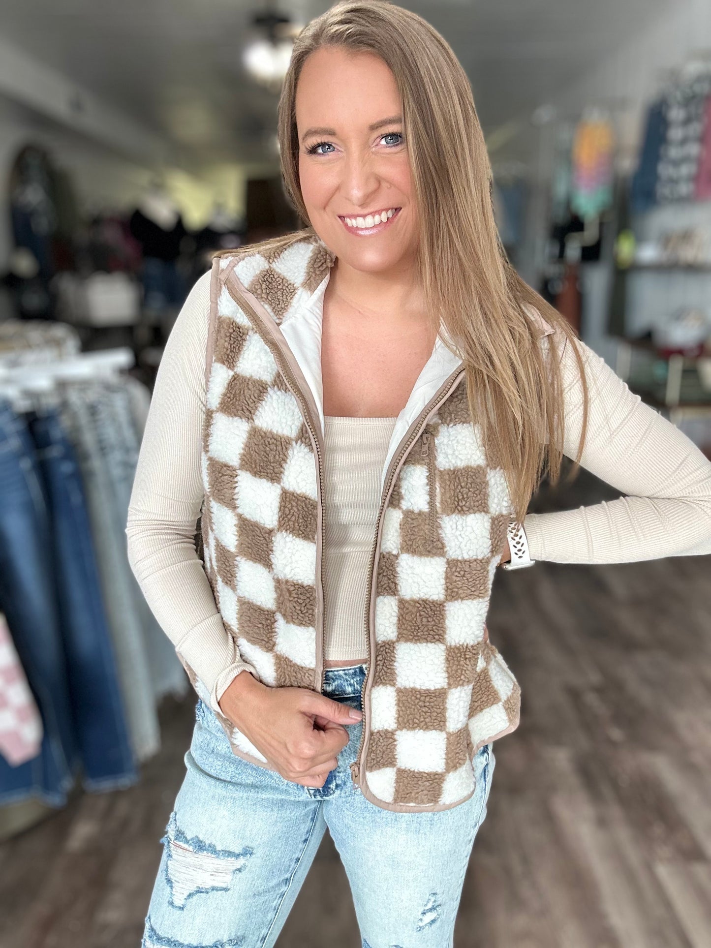 RESTOCK Brunch Stroll Checkered Vest