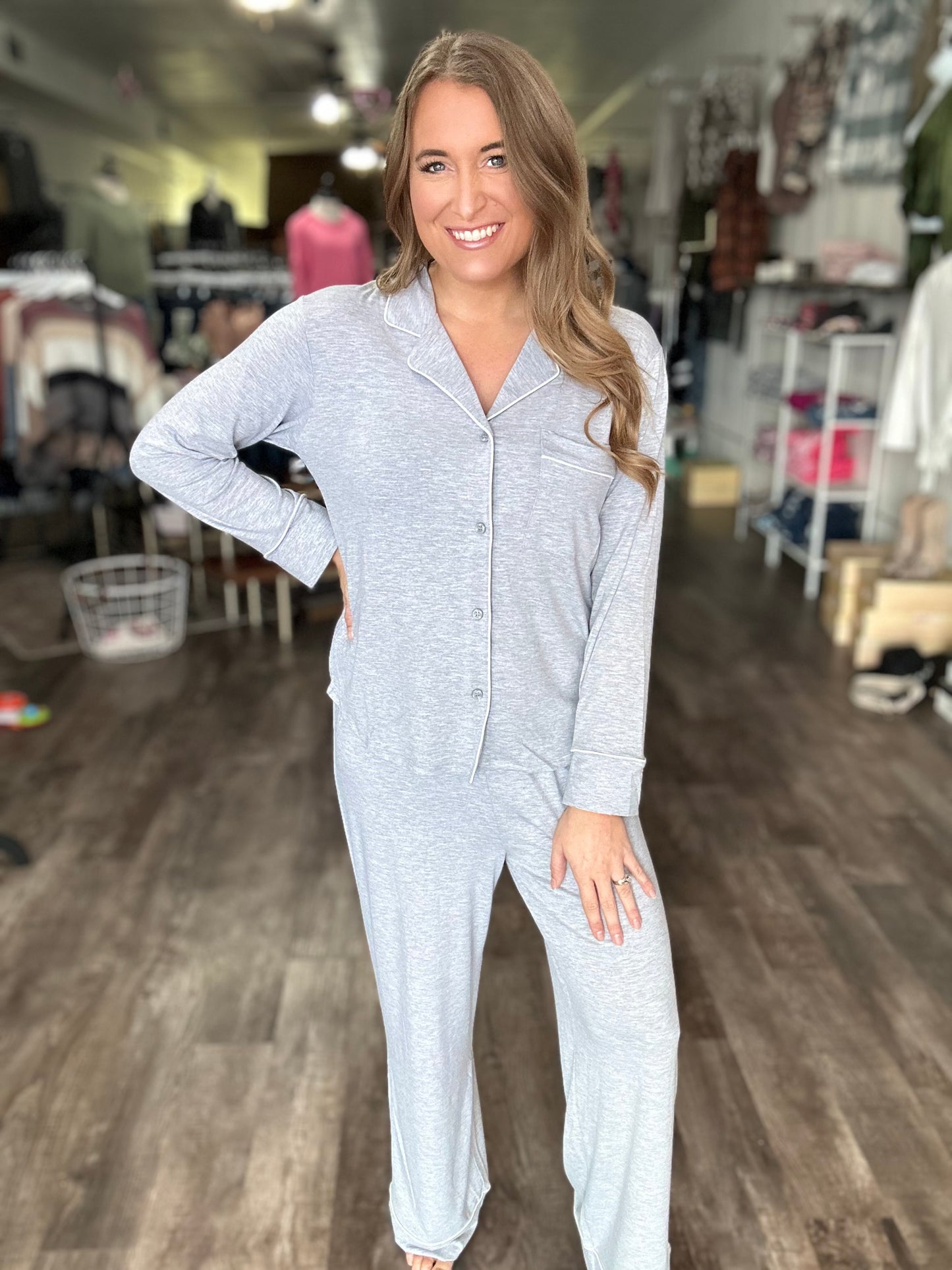 Must Be Dreaming Pajama Set - Ash Grey