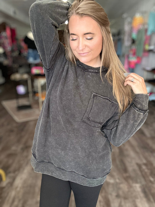 Always Comfy Oversized Pullover - Pepper Black