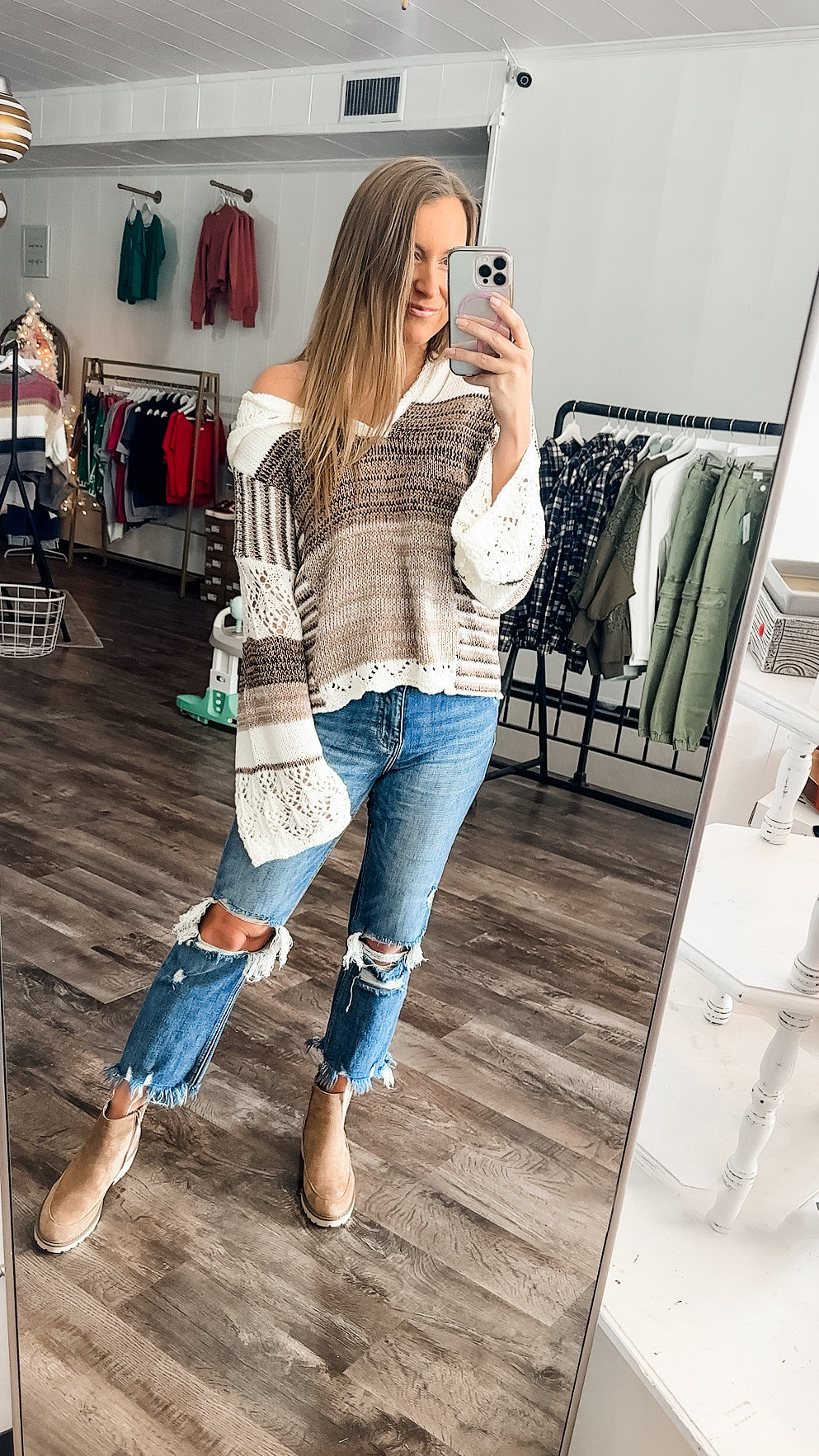 All We Know Color Block Hooded Sweater