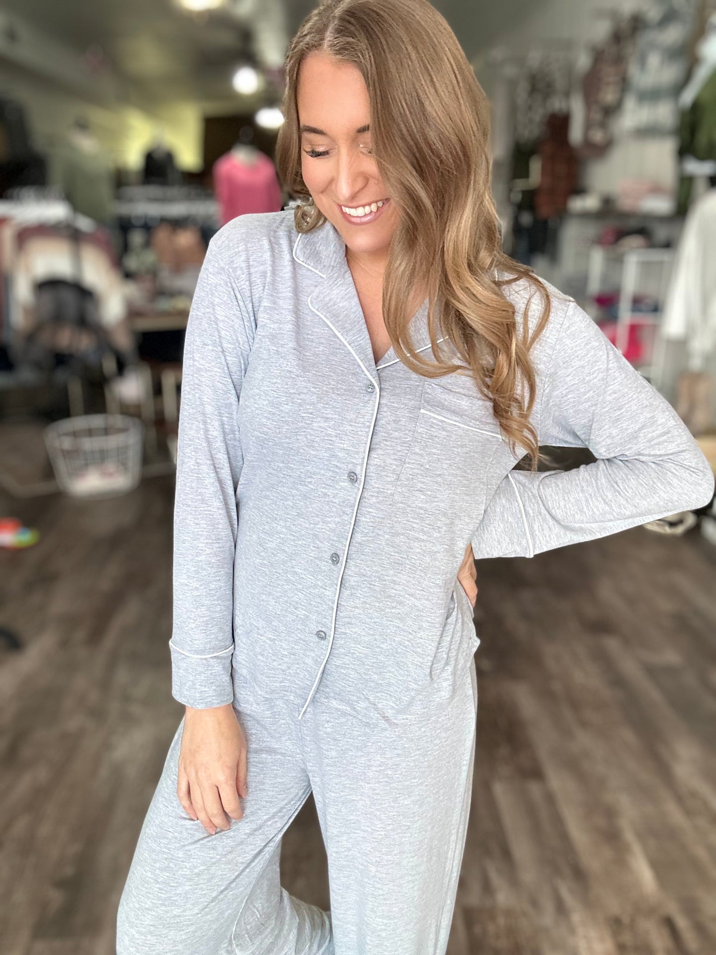 Must Be Dreaming Pajama Set - Ash Grey