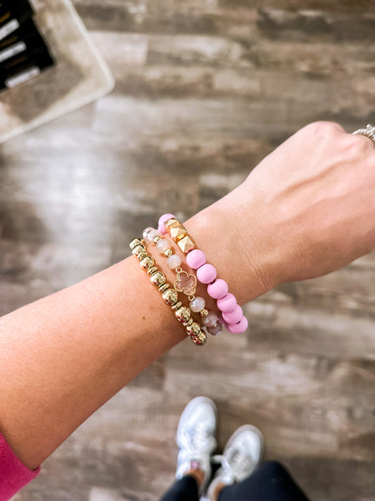 Spring Is Close Stacked Bracelet - Pink