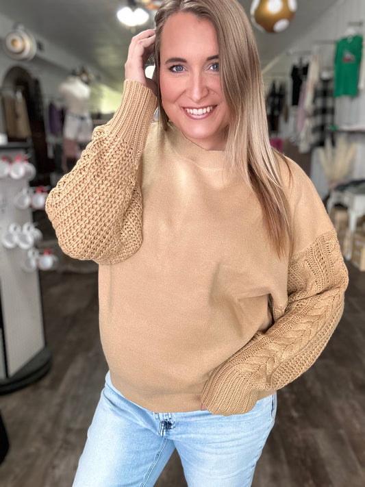 Keep Me Cozy Cable Sleeve Sweater