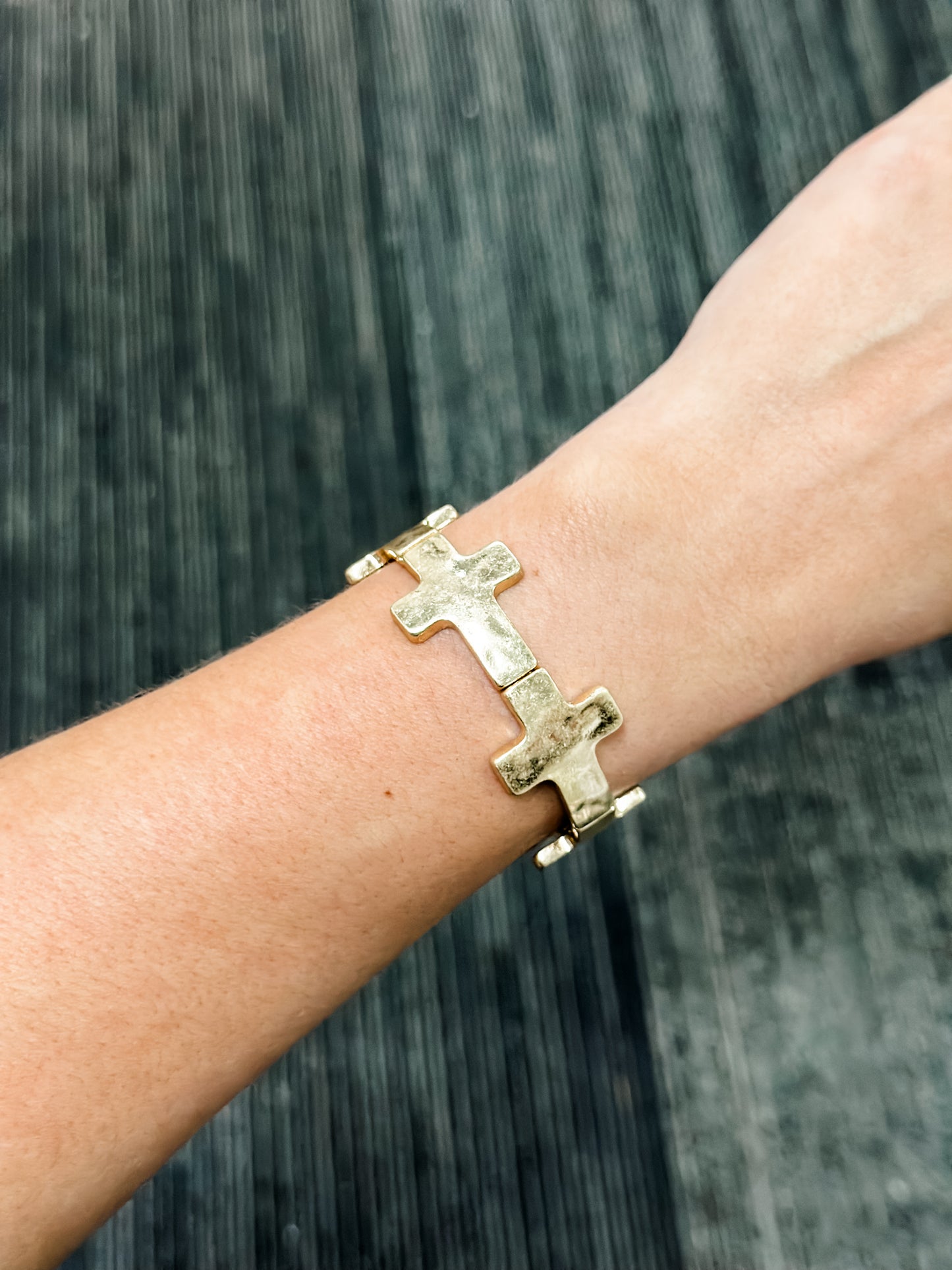 Gold Cross Stretch Bracelet