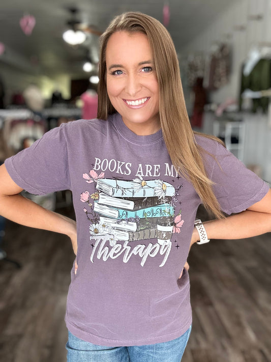 Books Are My Therapy Graphic Tee