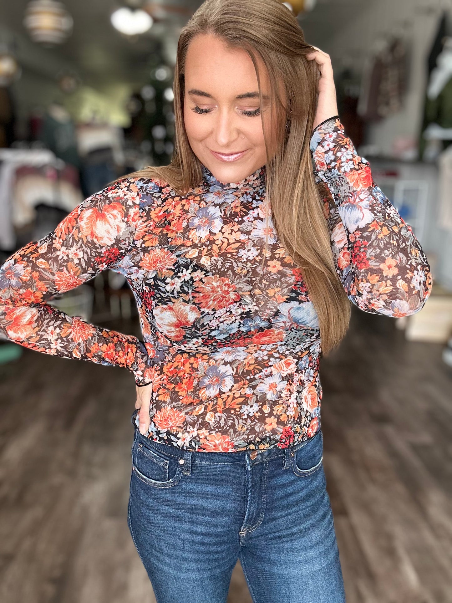 Forever Yours Floral Mesh Top