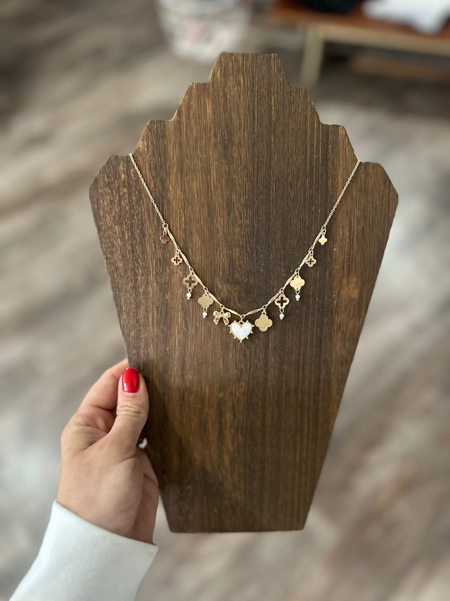 White Heart Charm Necklace