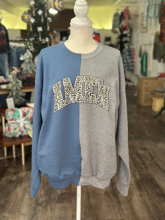 XL - Indigo/Heather Grey Split Crew (extra, ready to ship)