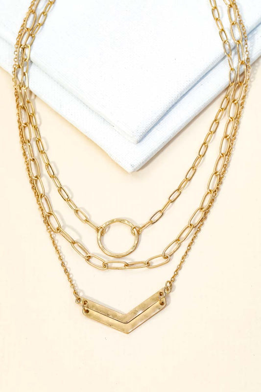 Layered Hammered Chevron Necklace