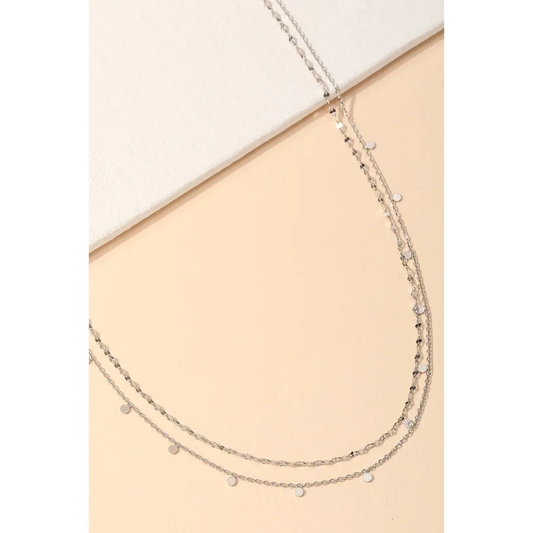 Dainty Layered Coin Choker Necklace - SILVER
